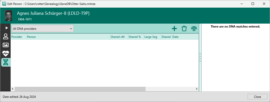 Add DNA Match dialog
